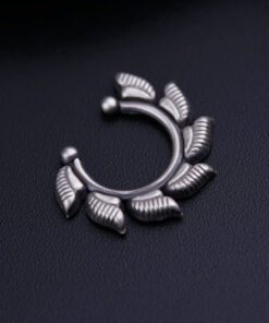 silver nosepin septum ring fins clip on 1